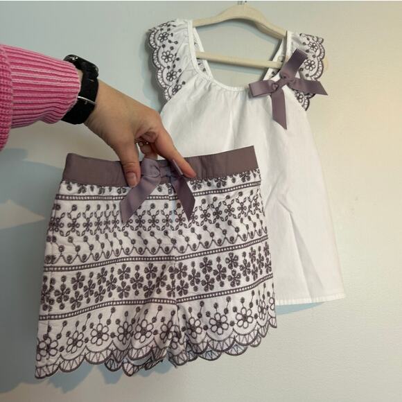 Max Studio Lace Trim Tank and Short Set – Purple/White, Toddler Girl 2T - Picture 1 of 9